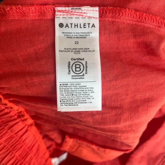 Athleta Linen Wide Leg Crop Pants Size 22 Beachy Lightweight Airy Vacation - Picture 5 of 5
